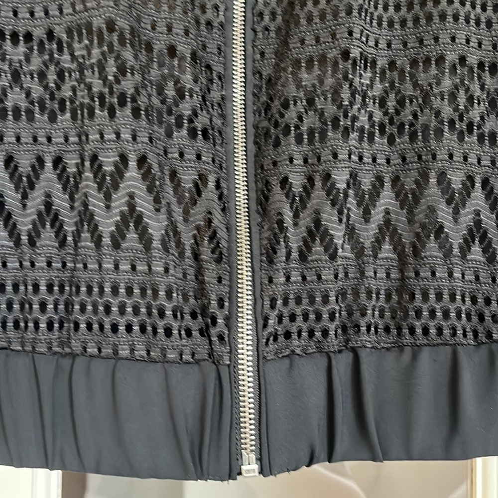 BCX Jacket Small Black Zip-Up Sheer Lace Formal - Picture 3 of 7